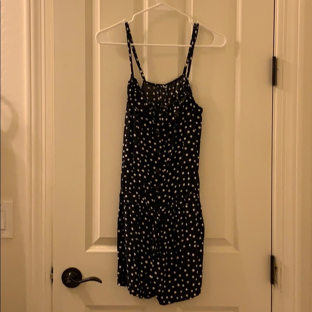 Black and white Polkadot romper